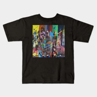 New York City Abstract Painting 857 Kids T-Shirt